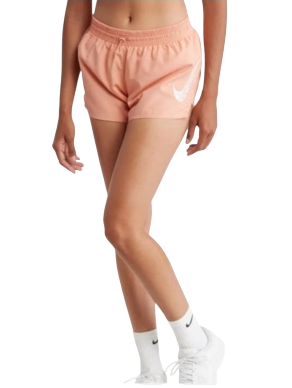 Nike Pink Peach Dri Fit Brief Lined Running Shorts L